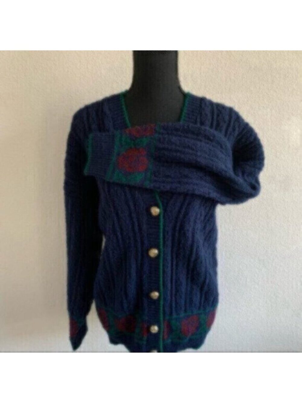 Lauren Ralph Lauren Rare Vintage Cable Cardigan Sweater With Gold Buttons - Picture 9 of 17